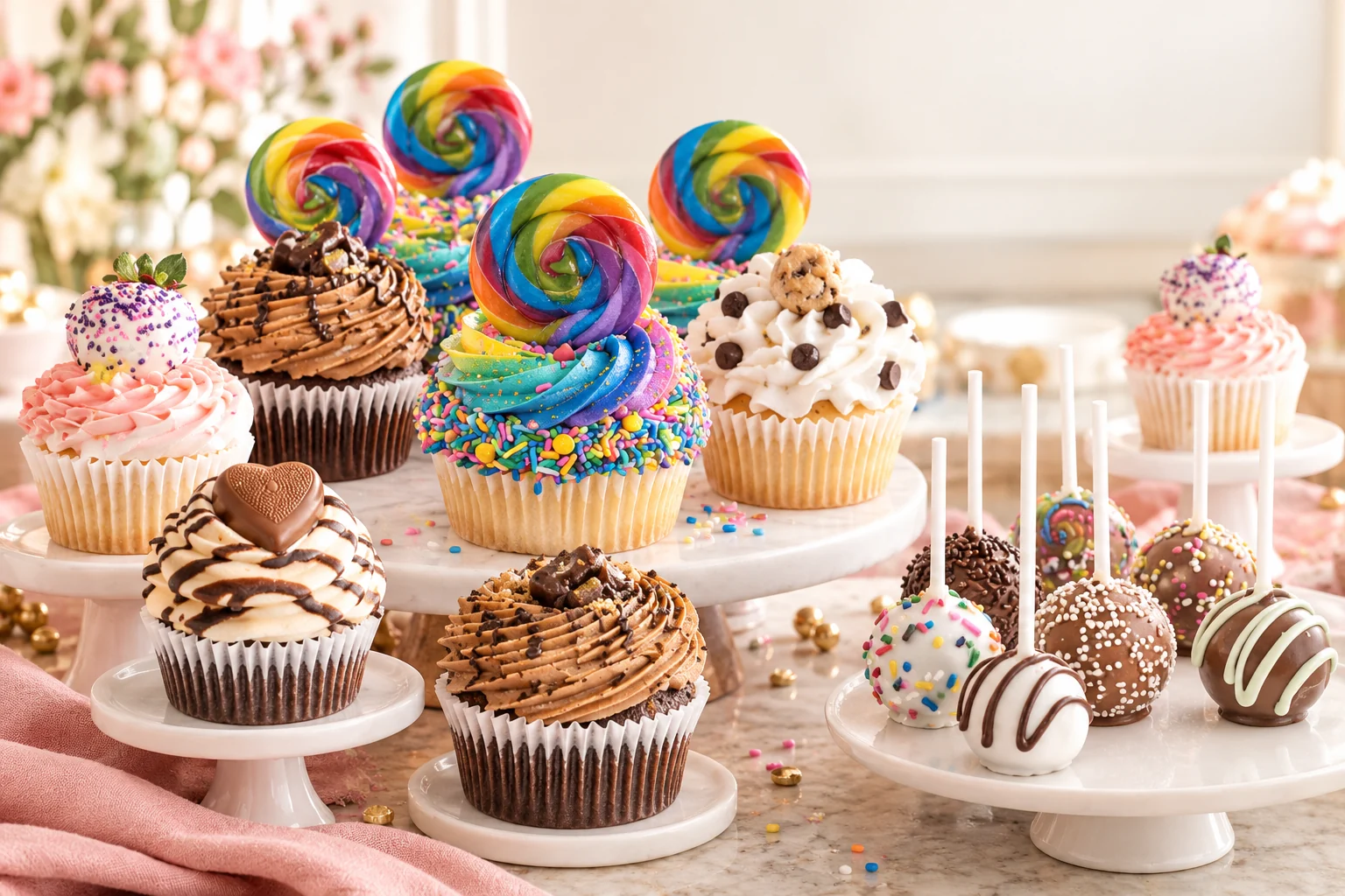 Crave jumbo couture cupcakes and coordinating cake pops