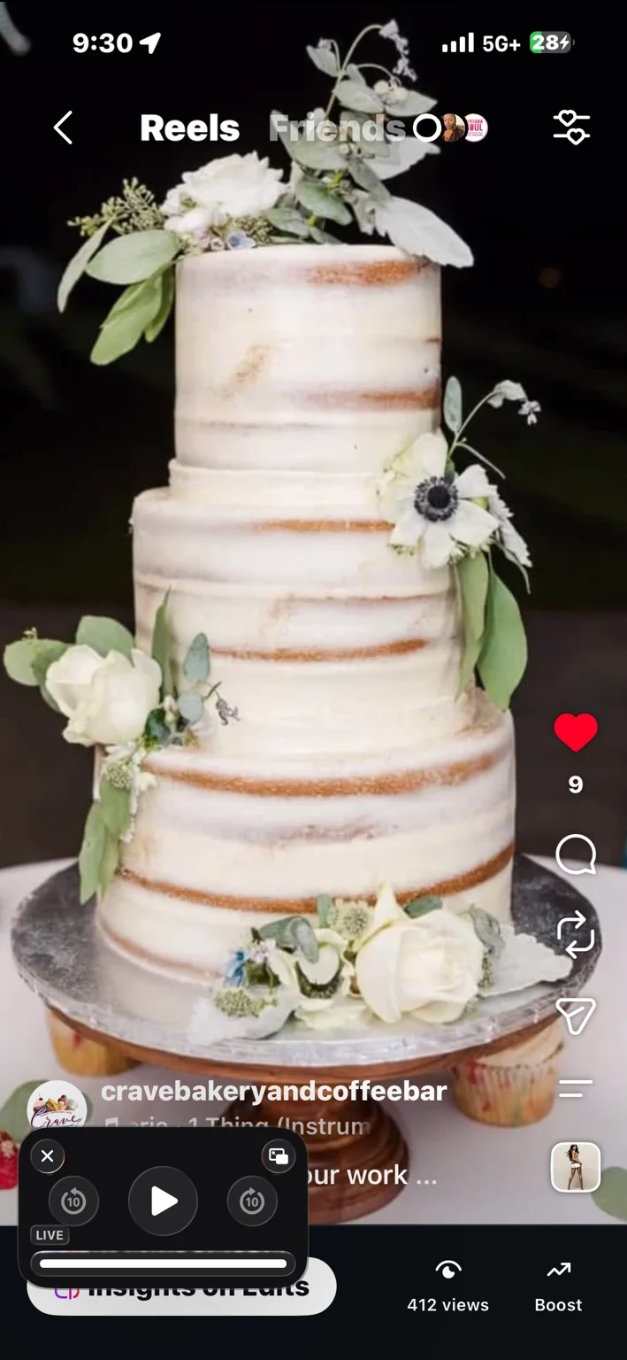 Real Crave three-tier sunflower wedding cake