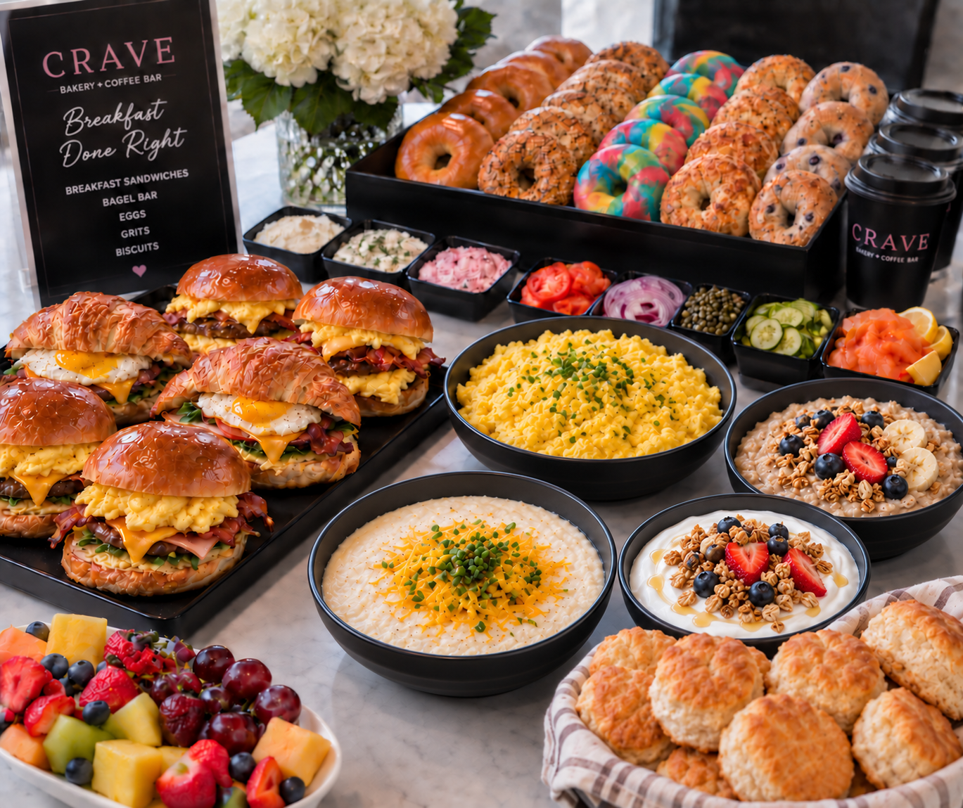 Crave breakfast and brunch catering presentation