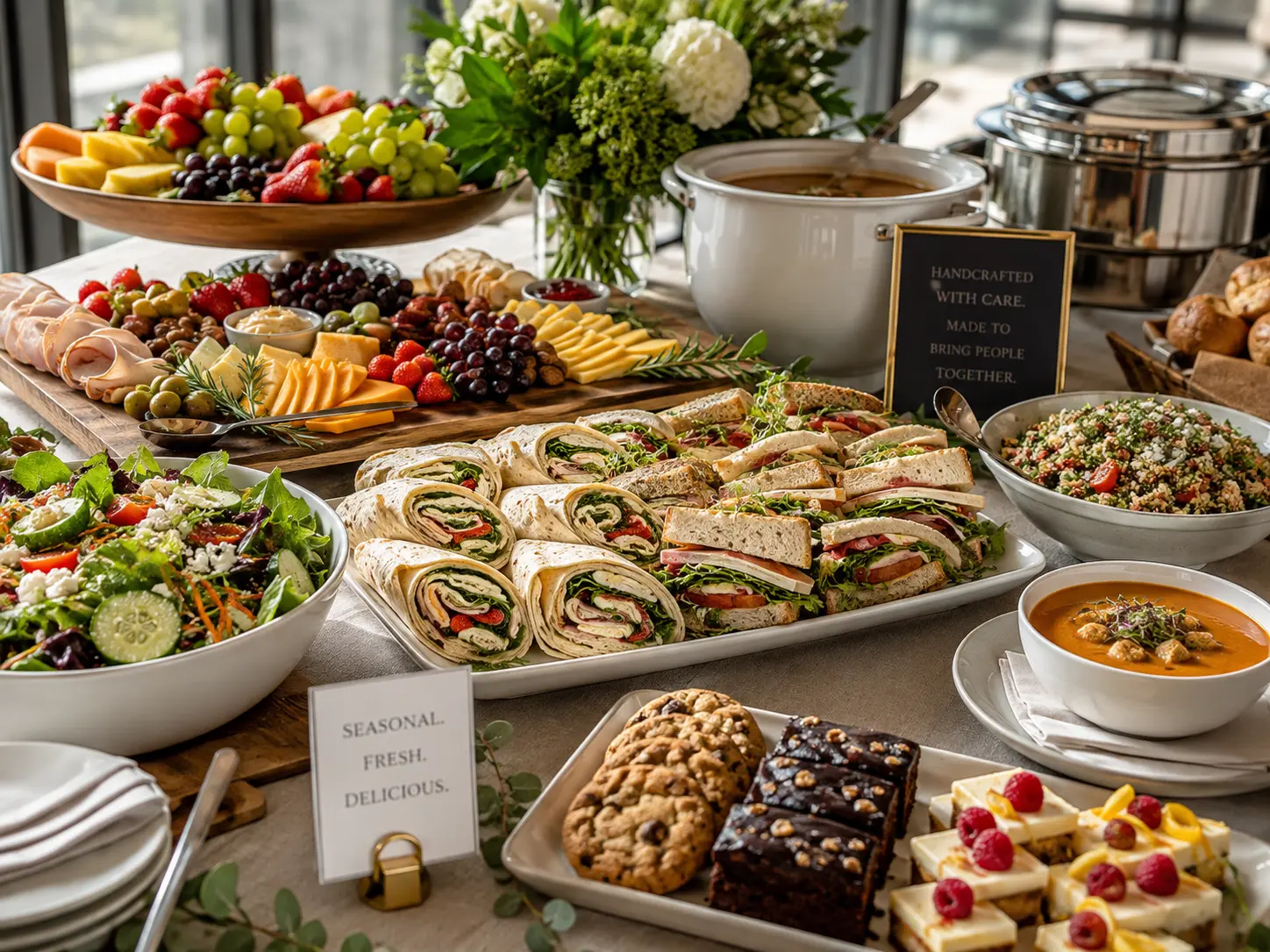 Crave executive lunch, soup, and salad catering presentation