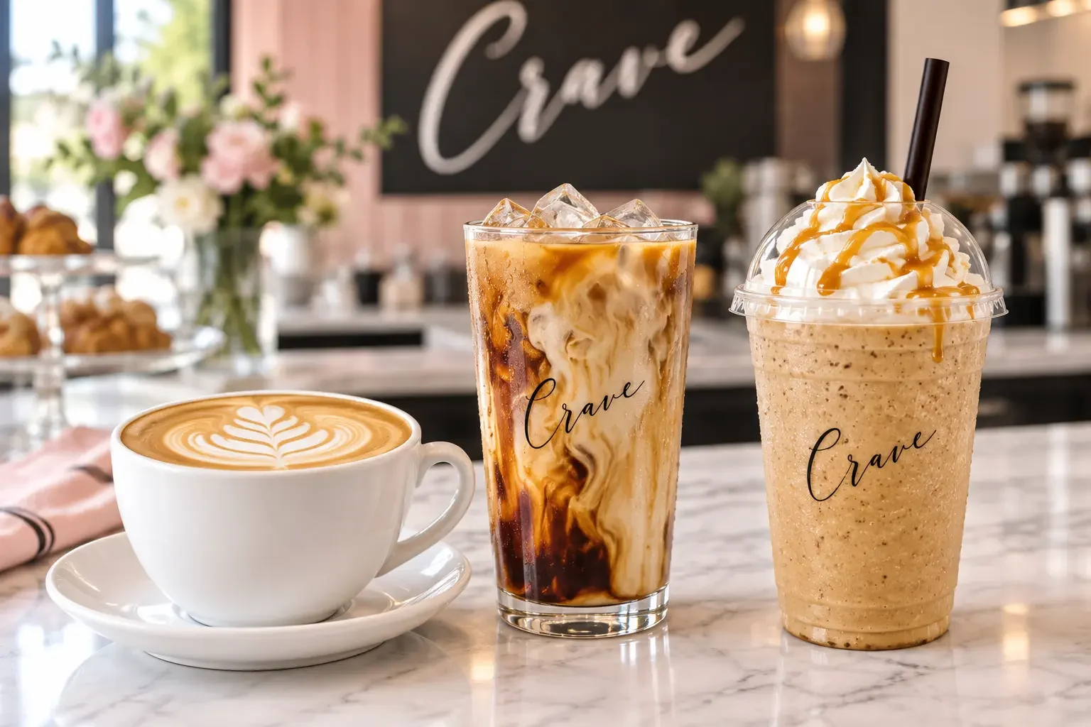 Crave signature hot, iced and frozen latte collection