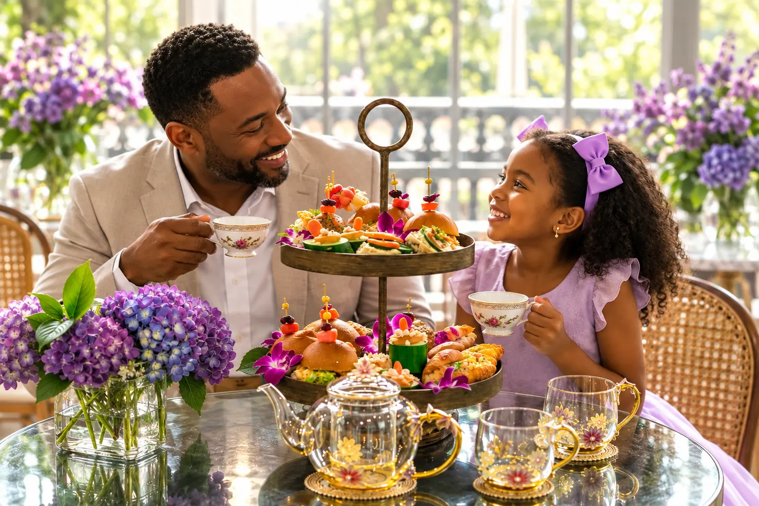 Father and daughter making memories together over a Crave Southern Afternoon Tea